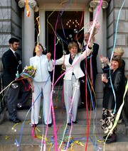  Hillary and Julie Goodridge celebrate their wedding in Boston last March 